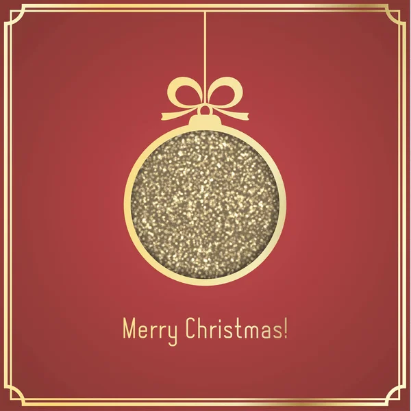 Gold Christmas ball, made of glitter, cut paper on red background. — Stock Vector