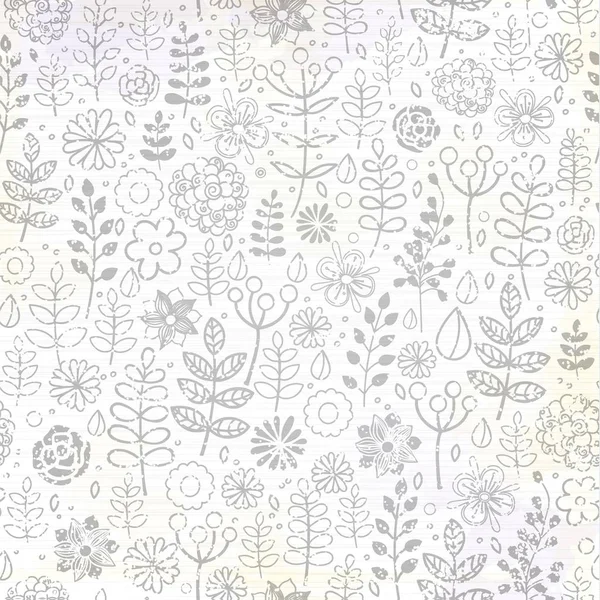 Ručně kreslenou vektorové květinové doodle vzorek s větvemi, listy, květiny. — Stockový vektor