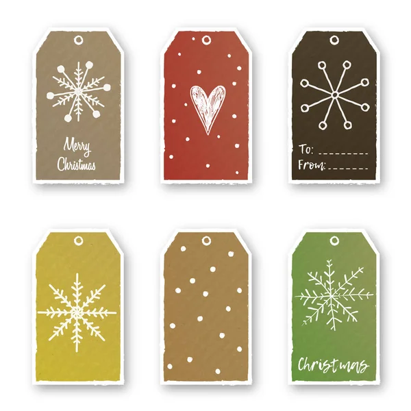 Noel ve yeni yıl sevimli Hediyelik Etiketler vektör kümesi.