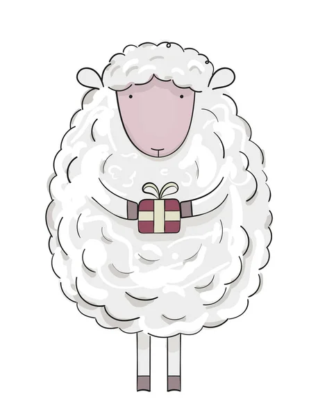 Boże Narodzenie owiec z obecnie. — Wektor stockowy