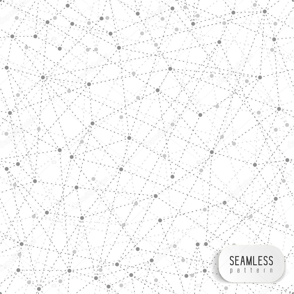 Abstract network seamless background. Triangle geometric pattern, grey color.