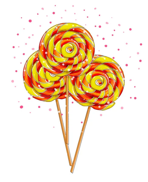 Colorful lollipop candies isolated on white. — Stock Vector