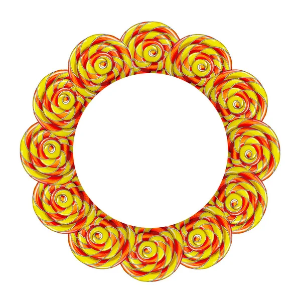 Circle frame made of colorful lollipop candy. — Stock Vector