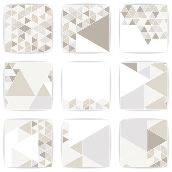Ensemble vectoriel de modèles de cartes carrées en triangles . — Image vectorielle