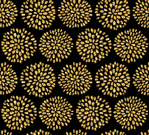 Vettoriale modello floreale senza soluzione di continuità con bellissimi fiori cerchio in oro glitter — Vettoriale Stock