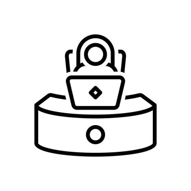 Sekreter ve dizüstü bilgisayar için siyah çizgi simgesi