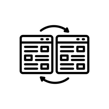 İçerisi ve içerisi için siyah çizgi simgesi