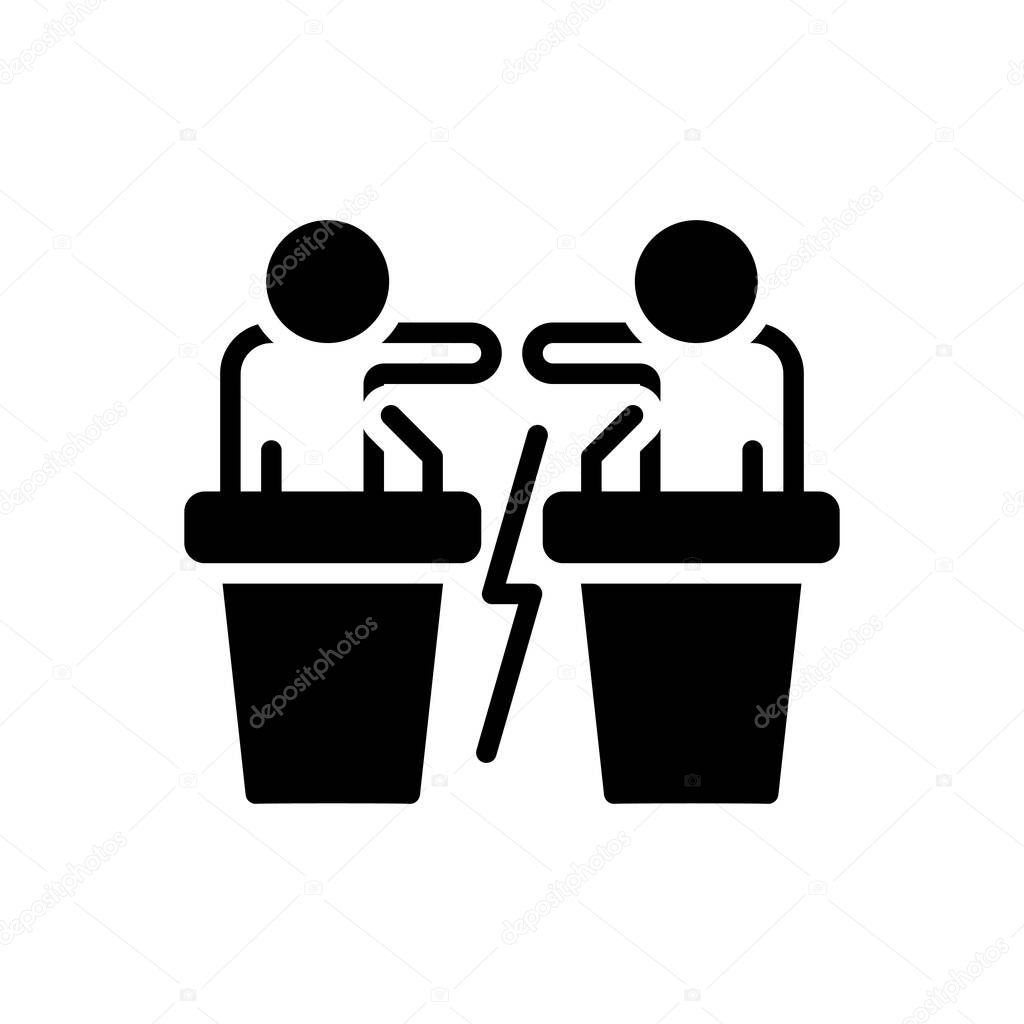 Solid black icon for opposition,debate