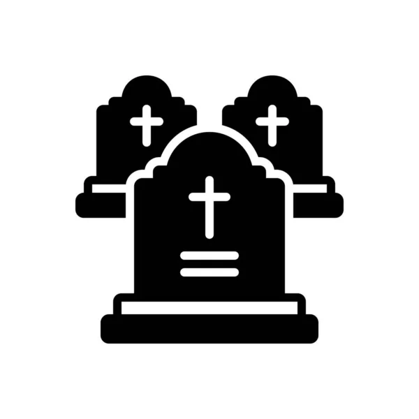 Icono Negro Sólido Para Tumba Muerte — Vector de stock