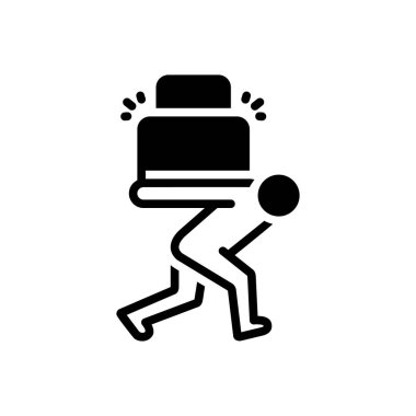 Yükleme ve kargo için koyu siyah simge