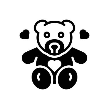 Katı siyah kalp simgesi, iki parmakta, neşeli.