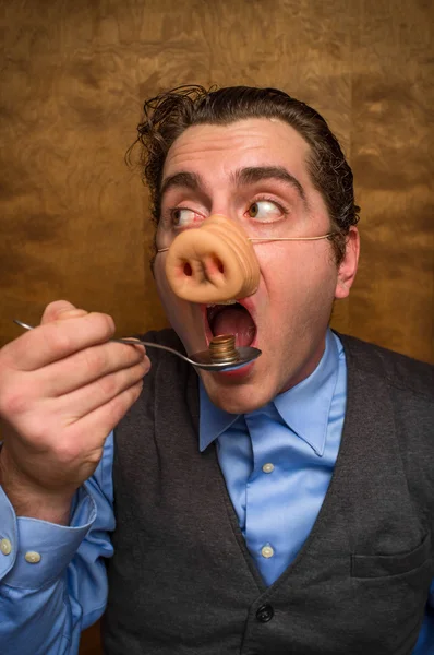 Pig Man Banker — Stock Photo, Image