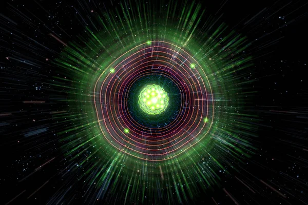 Illustration 3D des particules atomiques — Photo