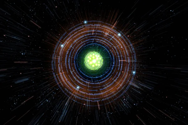 Illustration 3D des particules atomiques — Photo