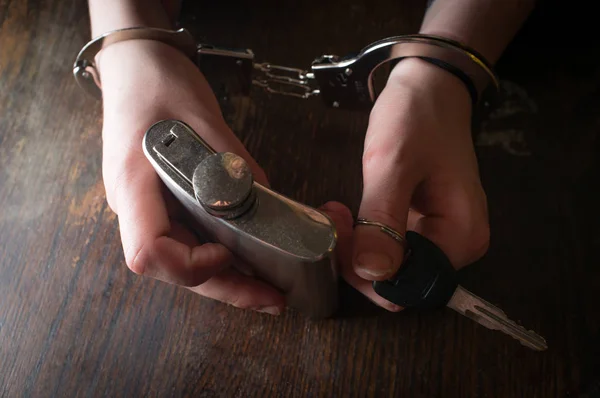 Alcohol Keys Handcuffs — Stock Photo, Image