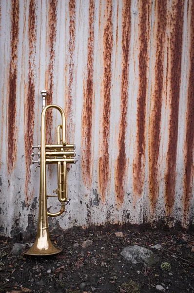 Trompeta cerca oxidada — Foto de Stock