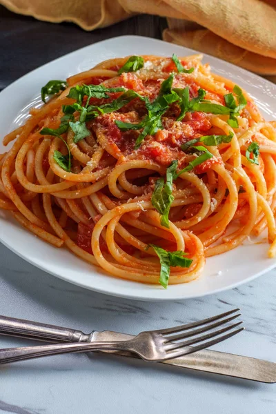 Bucatini All'Amatriciana — стокове фото