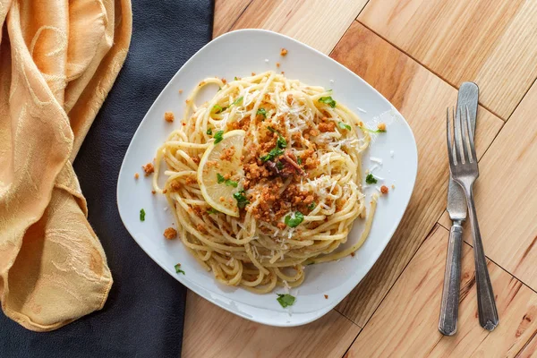 Spaghetti Pasta Mollicata — Foto Stock