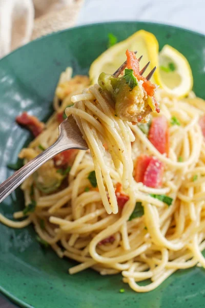Spaghetti alla carbonara italiani — Foto Stock