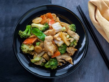 Szechuan Chicken Chinese Vegetables clipart
