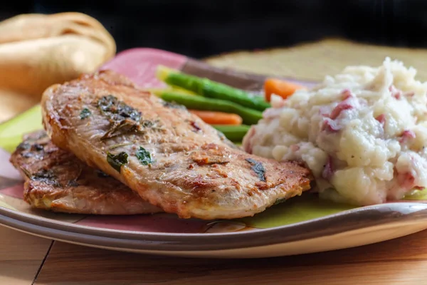 Pork Chops Mashed Potatoes — Stock Photo, Image