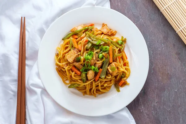Japanese Chicken Yakisoba Noodles Royalty Free Stock Photos