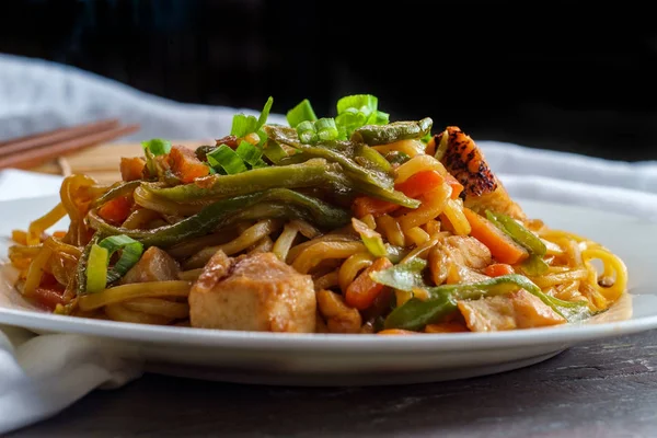 Japanese Chicken Yakisoba Noodles Stock Image