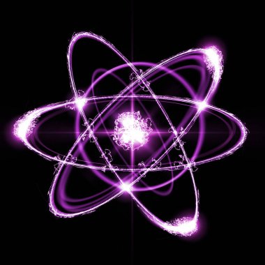 Renkli atomik parçacık arkaplan bilimi 3D illüstrasyonunu kapat