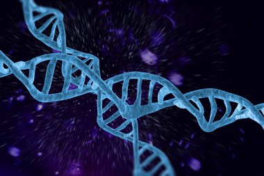 Soyut DNA ipliği çift sarmallı genetik 3D çizim