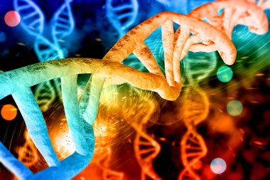 Soyut DNA ipliği çift sarmallı genetik 3D çizim