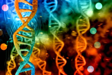 Soyut DNA ipliği çift sarmallı genetik 3D çizim