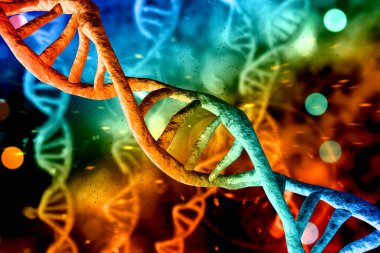 Soyut DNA ipliği çift sarmallı genetik 3D çizim