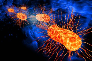 Escherichia coli ayrıca sağlık bilimi arka plan 3d illüstrasyon Ecoli bakteri olarak bilinen