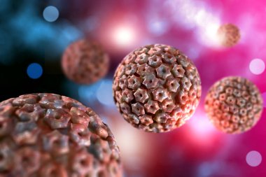 Bulaşıcı hastalık herpes simplex virüs hücreleri kavramsal 3 boyutlu illüstrasyon