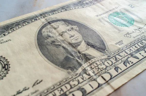 Padre Fondatore Thomas Jefferson Sulla Rara Banconota Due Dollari — Foto Stock
