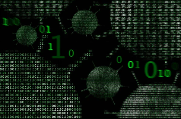 Green Binary Code Computer Virus Ascii Illustration — Stock Photo, Image
