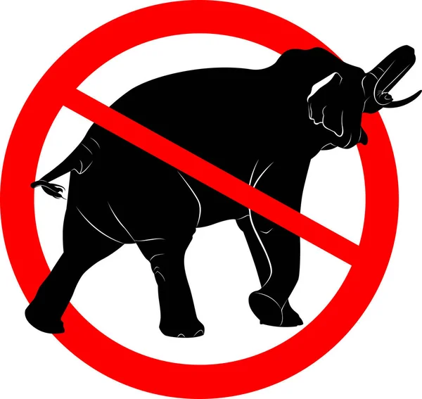 ¡Di NO! a los animales en los circos. prohibir el uso de animales de circo a. oso en el circo. elefante. señal de prohibición — Vector de stock