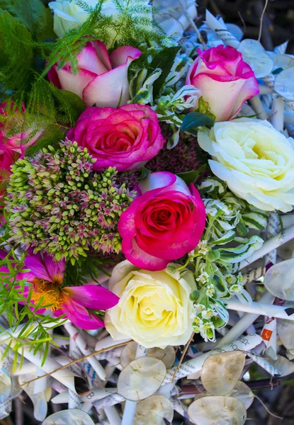 Bouquet Rosas Fundo Flores Bonitas Para Cena Casamento — Fotografia de Stock