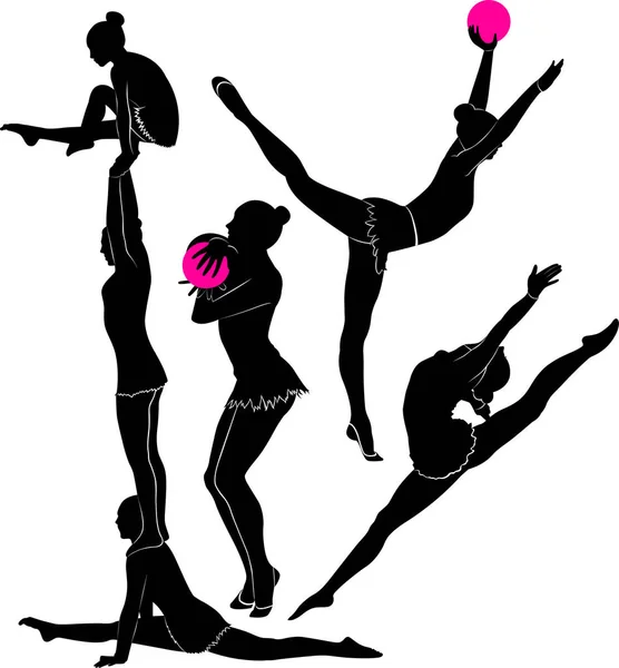 Fille Gymnaste Athlète Isolé Sur Fond Blanc — Image vectorielle