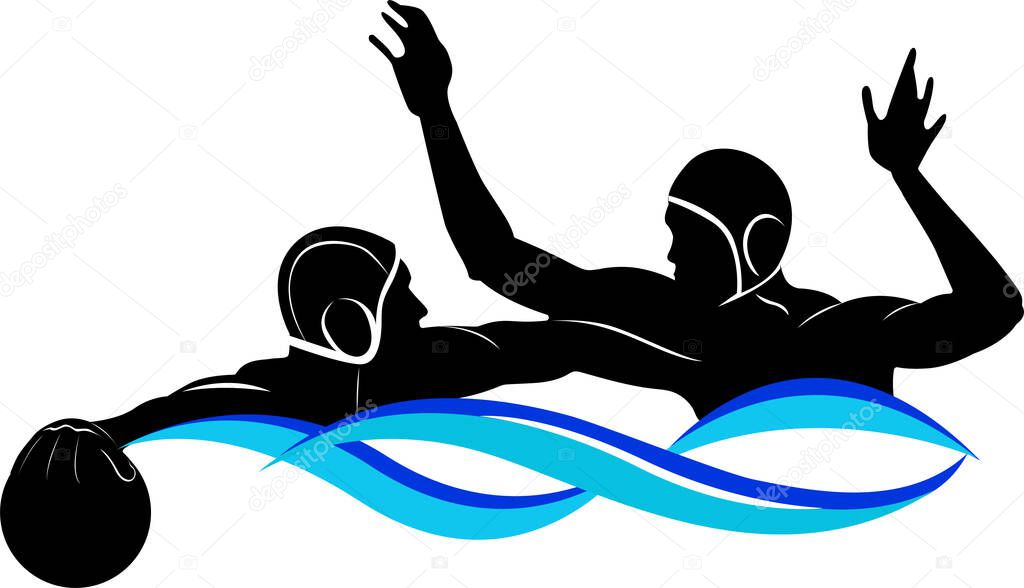 Logo water polo vector in black and white illustration