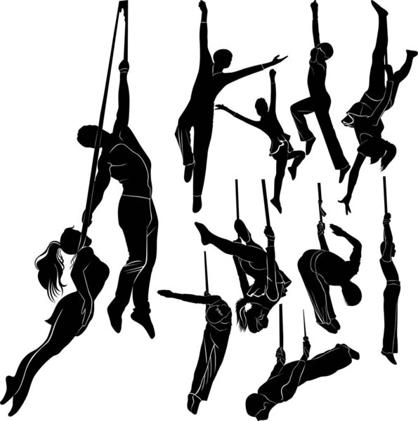silhouettes vector set aerialists isolated on white background