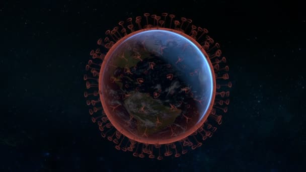 Jorden stiliserad som ett Coronavirus — Stockvideo
