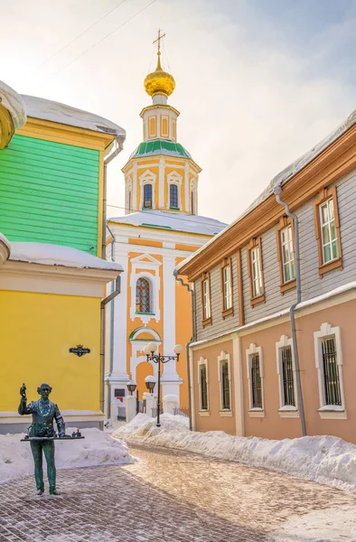 Pequeña Calle Antigua Con Escultura Del Boticario Ciudad Vladimir Rusia — Foto de Stock
