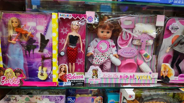 Разнообразная Игрушка Детей Раскрашена Розовый Цвет Упаковке Супермаркета Подарок Дню — стоковое фото