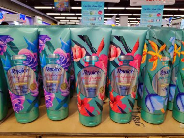 Saigon/Vietnam: 1 May 2019: Pantene Clear Rejoice shampoo conditioner big container on supermarket shelf cosmetic beauty product of Unilever
