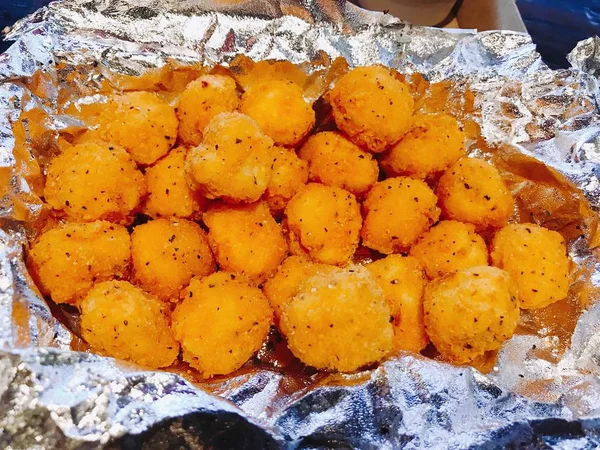 Patatas Pollo Nuggets Pollo Fritos Con Crema Agria Salsa Inmersión — Foto de Stock