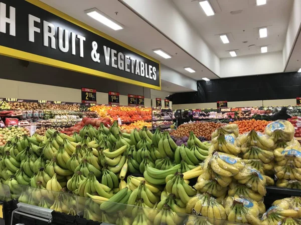 Zona Fruta Fresca Supermercado Tienda Tiro Interior — Foto de Stock