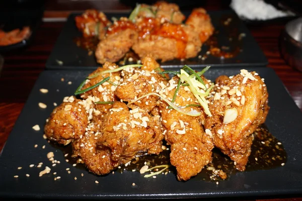 Delicious Crispy Deep Fried Spicy Seasoning Battered Chicken Honey Soy — 스톡 사진
