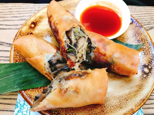 Deep Fried Delicious Spring Roll Ασιατική Κουζίνα Μαριναρισμένο Χοιρινό Κιμά — Φωτογραφία Αρχείου