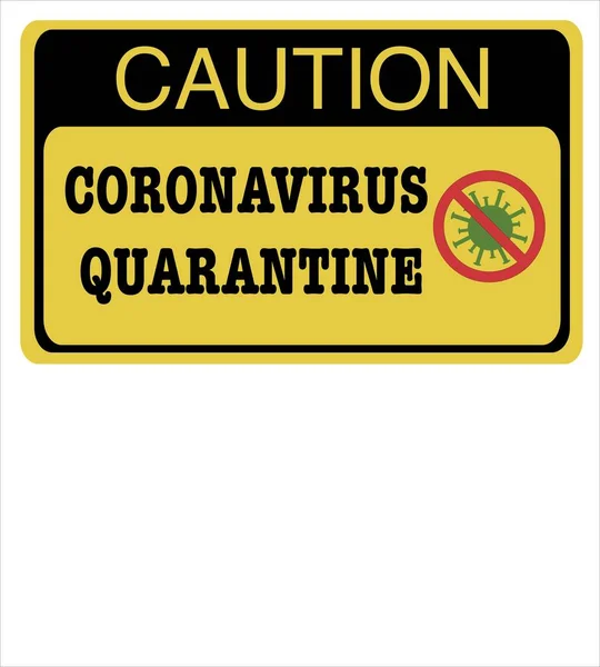 Vektor Dari Persegi Panjang Caution Tanda Kuning Coronavirus Hitam Berhenti - Stok Vektor